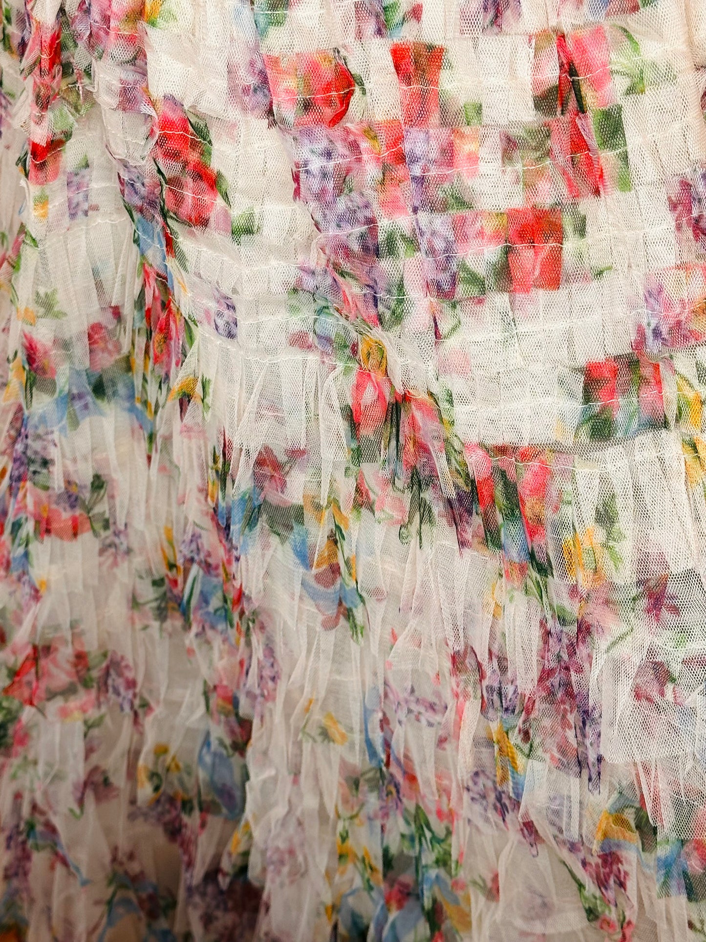 The Louisa Tulle Tiered Flower Print Skirt