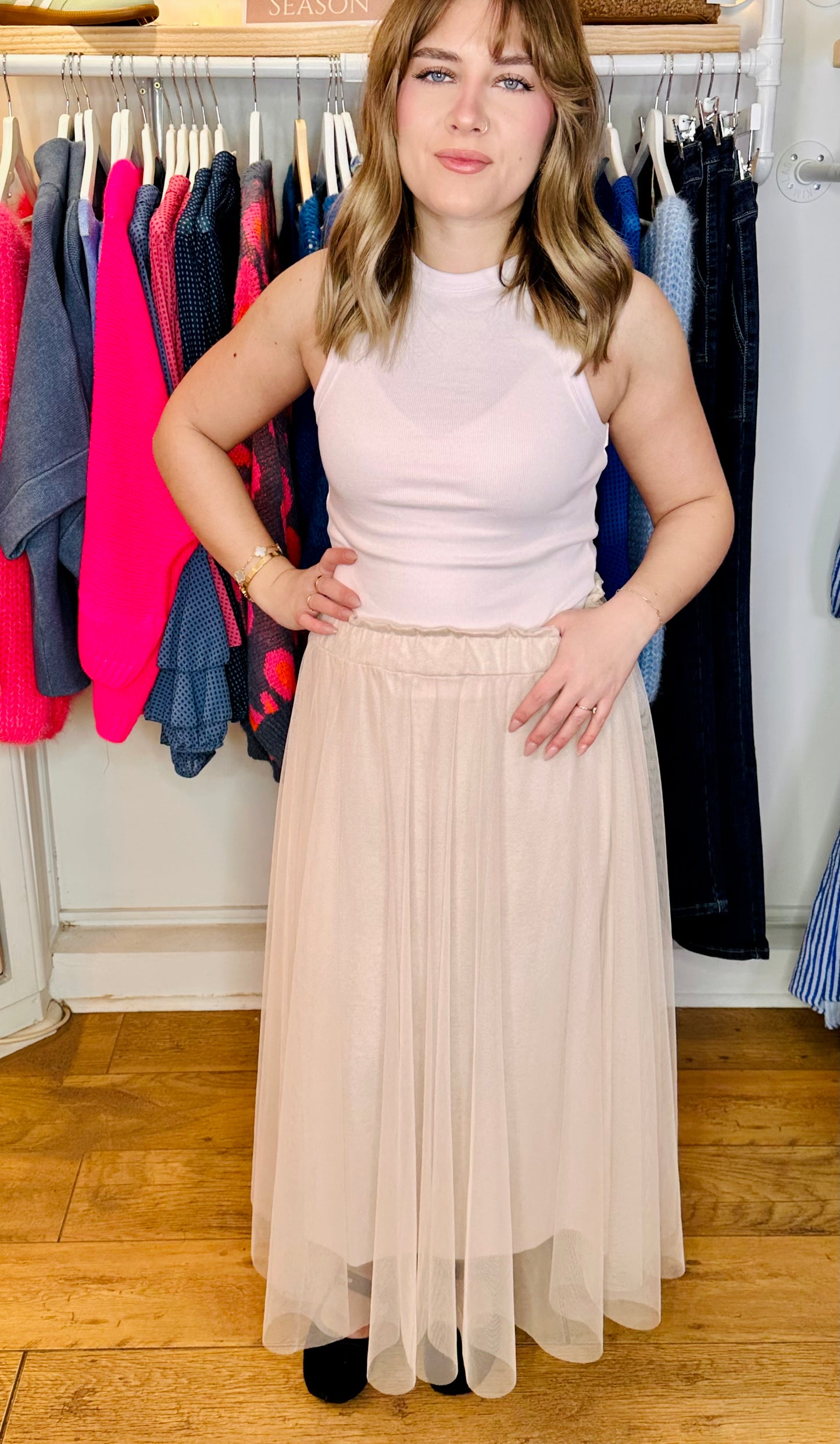 Pretty in Tulle ivory-stone skirt