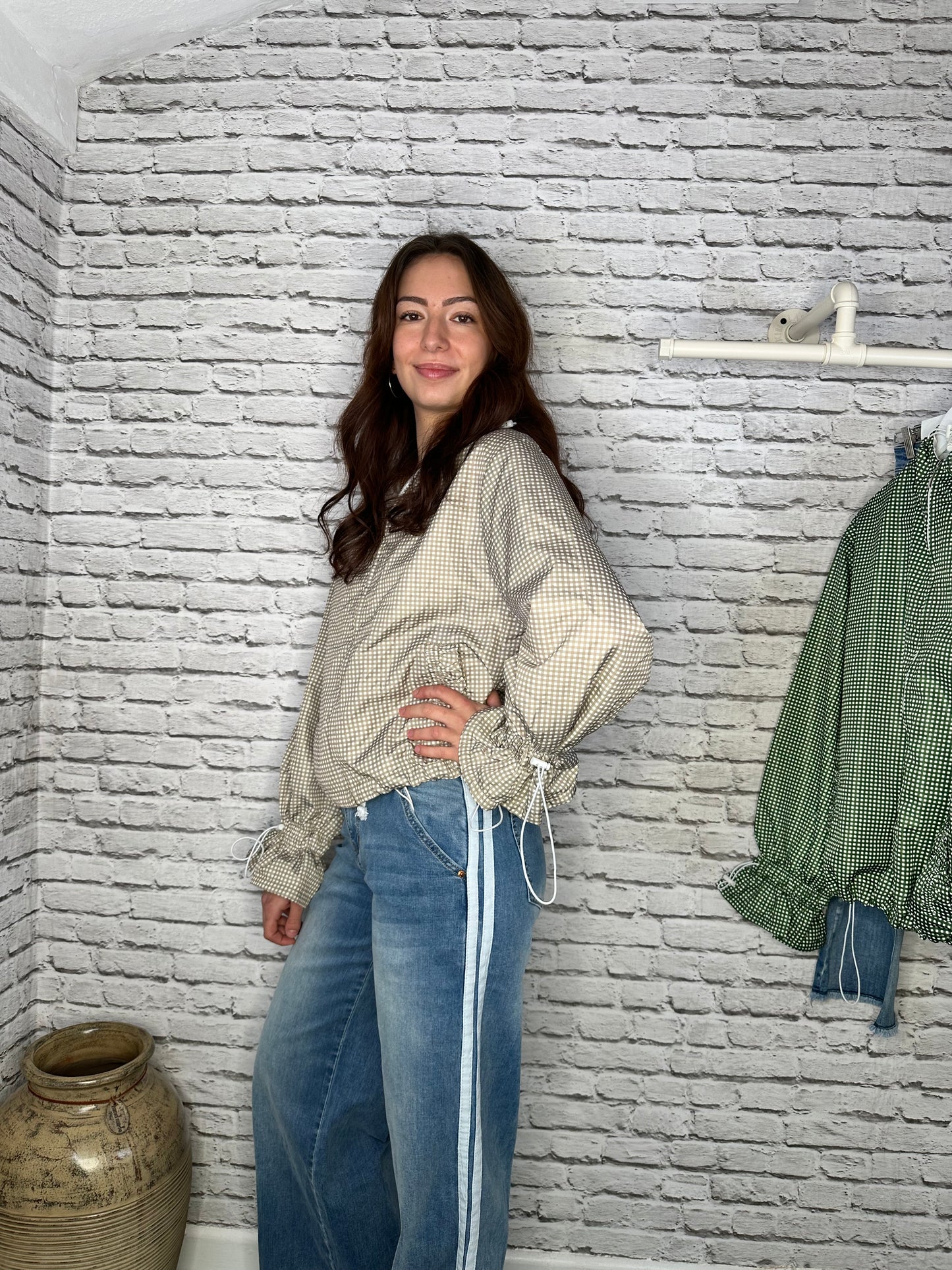 The Laxfield wide leg stripe jeans dark denim