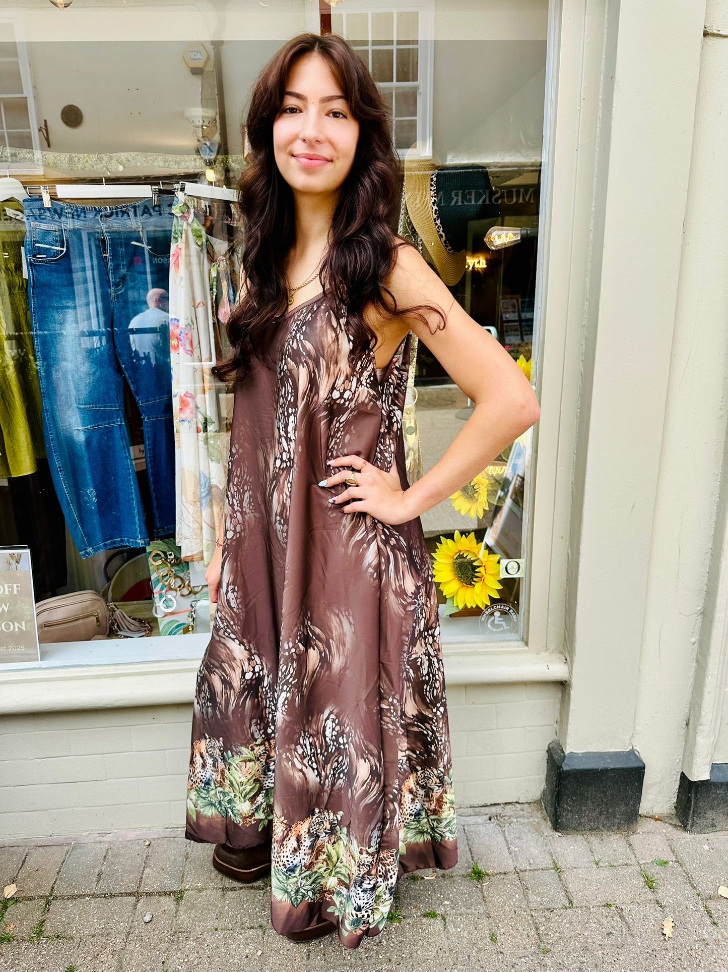 Pretty Polly Safari Print Dress - Chocolate