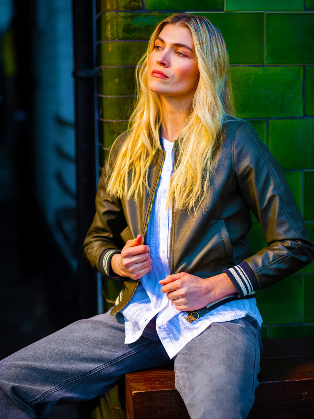 Brakeburn Khaki Blaze Bomber Jacket