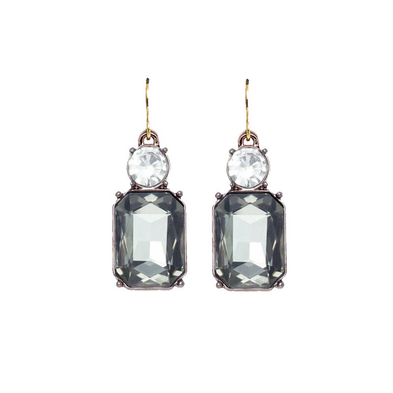 Twin Gem Earring in Slate & Clear