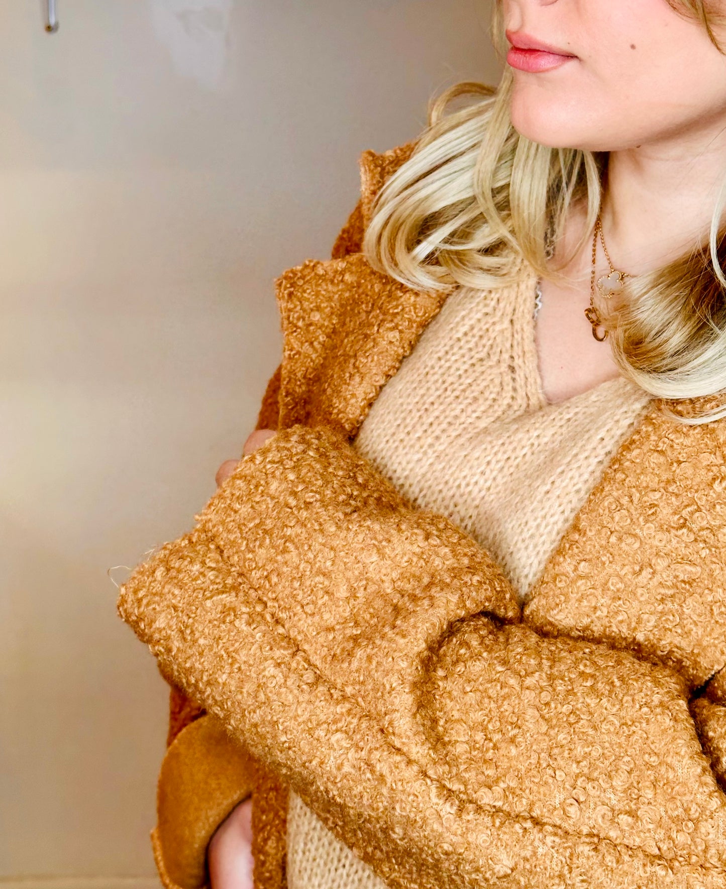 Catherine Caramel Full length Teddy Coat