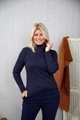 Classic Ribbed Polo Top - Navy