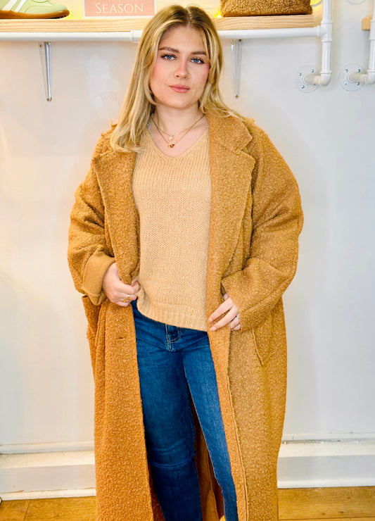 Catherine Caramel Full length Teddy Coat