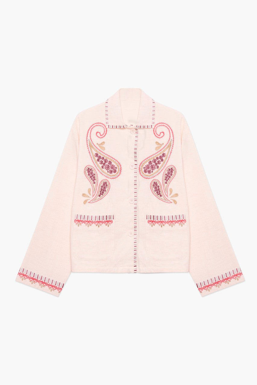 Nekane NKN Paisley Embroidered Jacket - oatmeal and violet