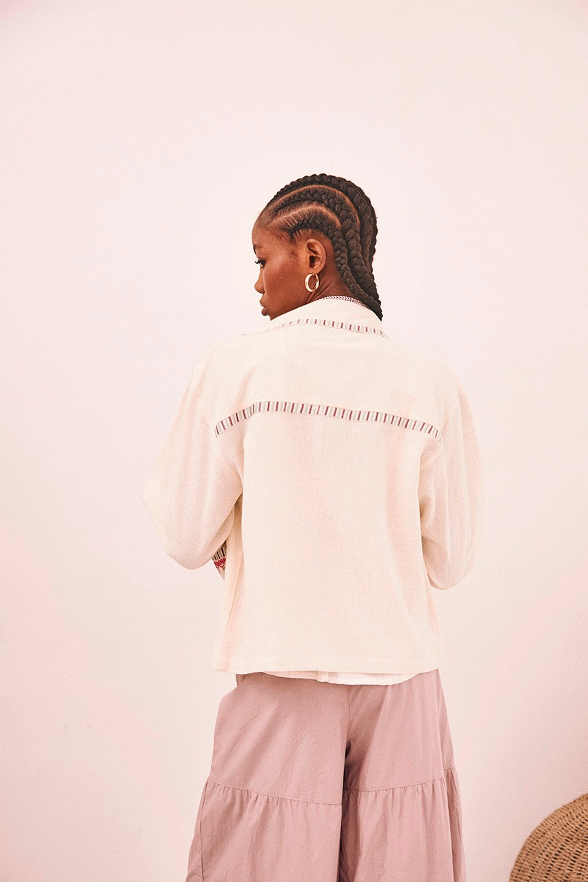 Nekane NKN Paisley Embroidered Jacket - oatmeal and violet