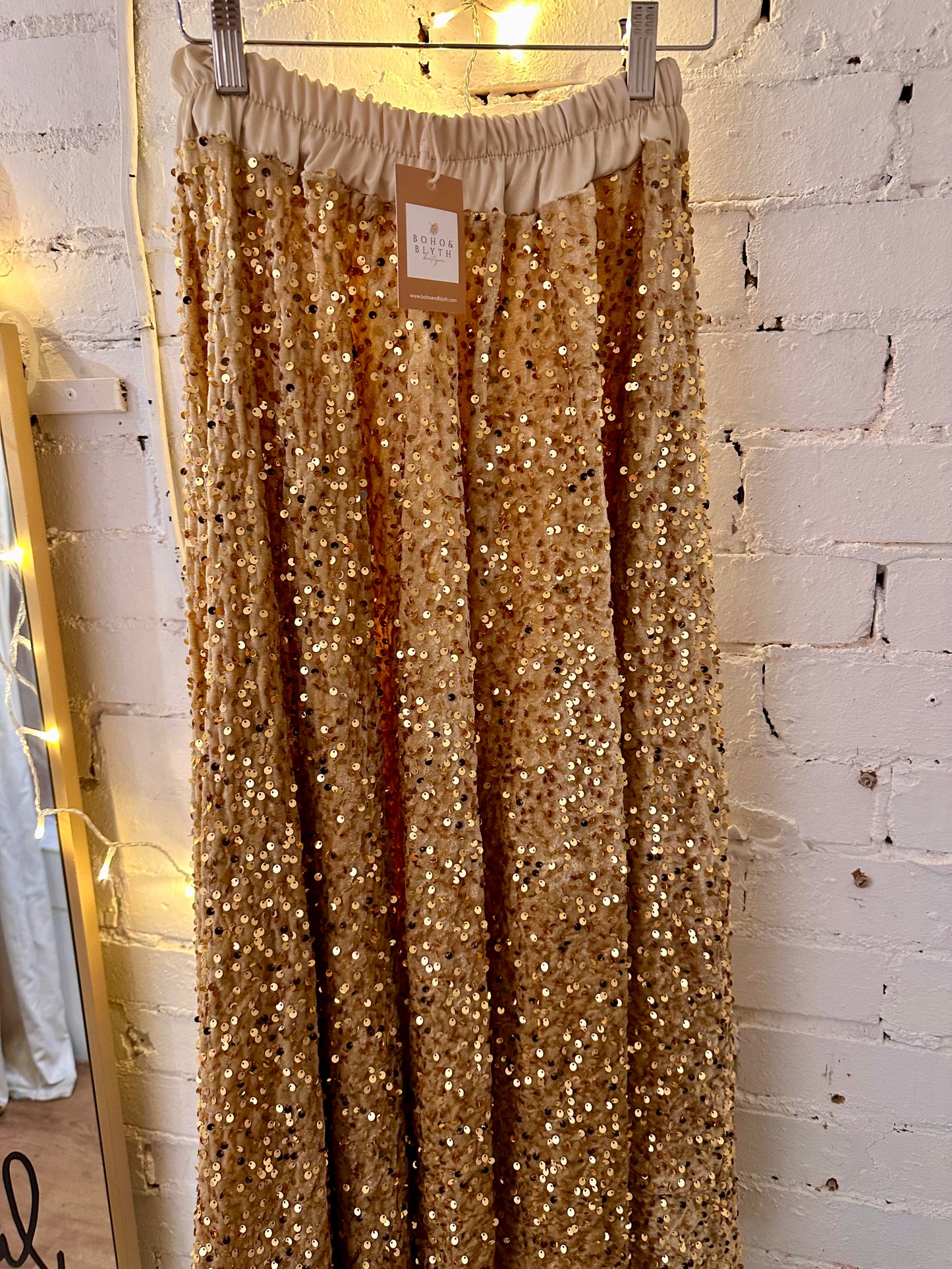 Sophie Velvet Sequin Skirt - gold