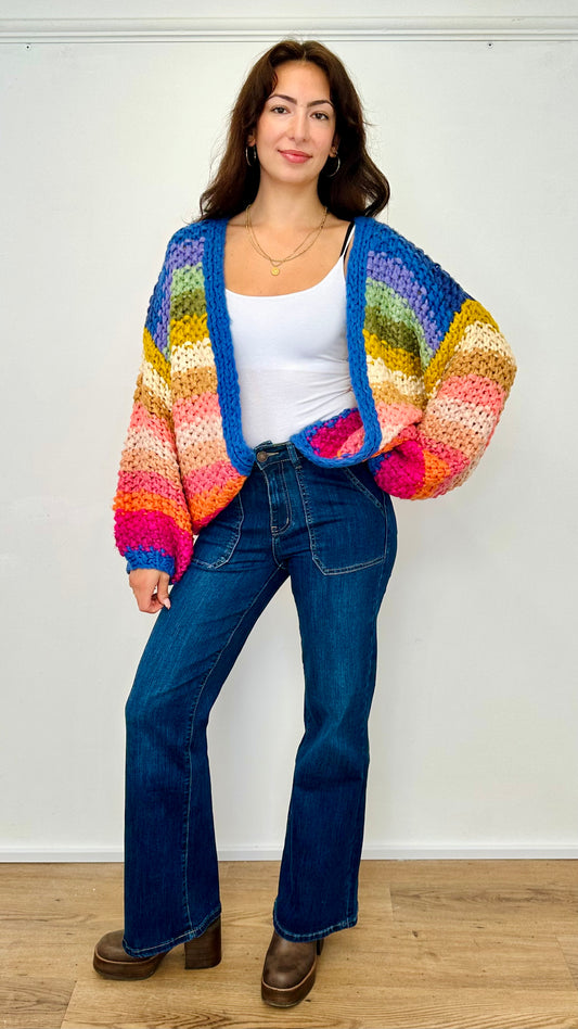 Rainbow Chunky Knit Cardigan