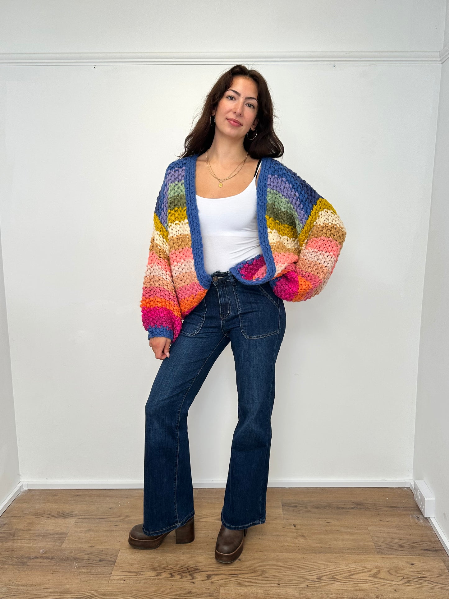 Rainbow Chunky Knit Cardigan
