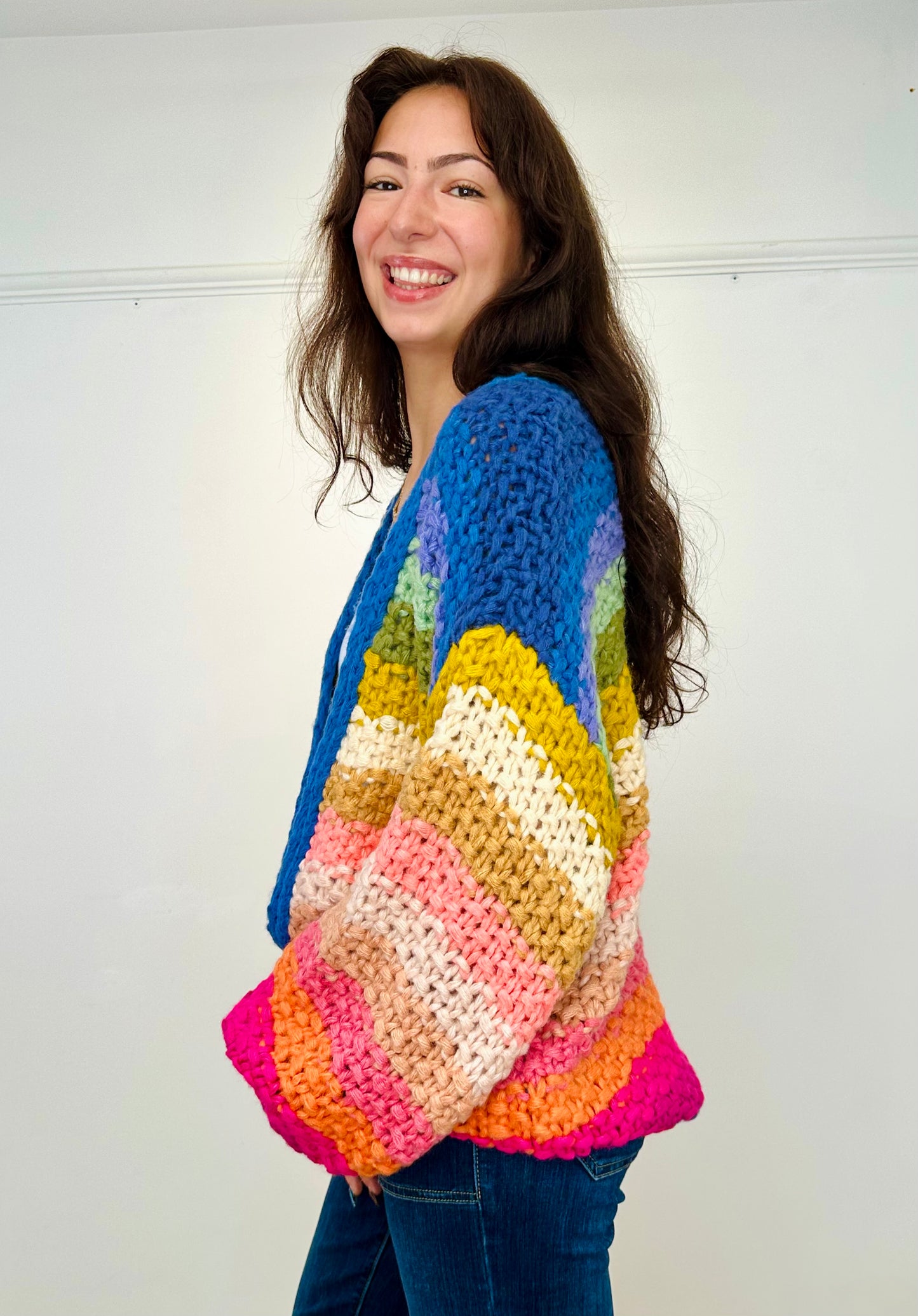 Rainbow Chunky Knit Cardigan