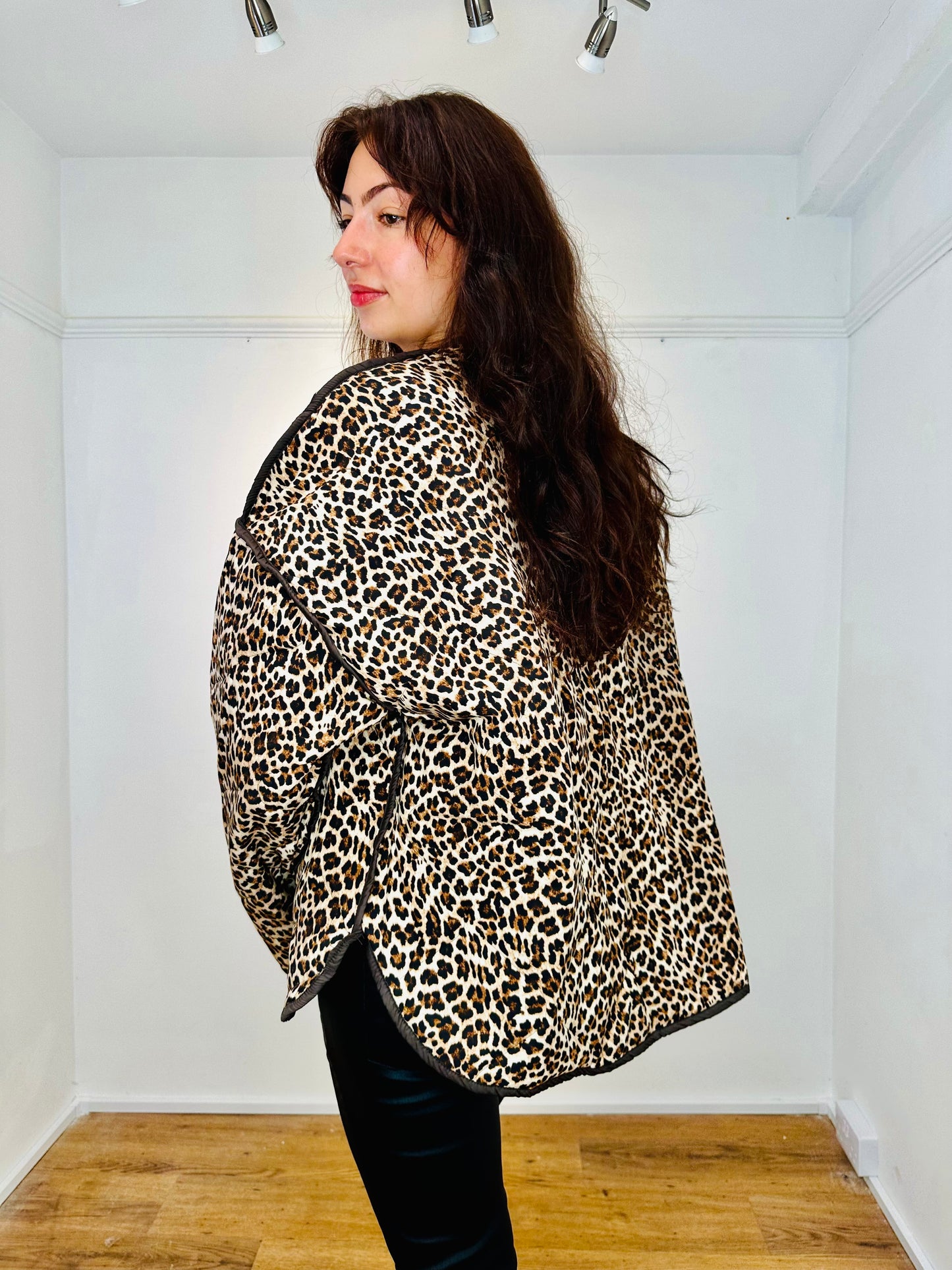 Romano Reversible Chocolate/Leopard print quilted jacket