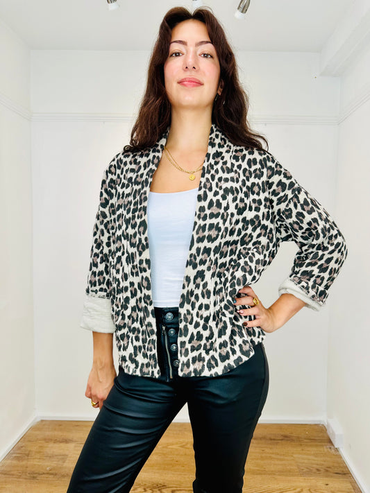 The Lila Leopard quilted jacket - Beige