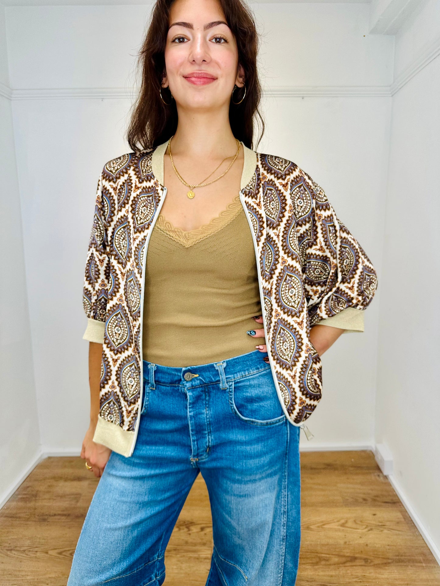 The Casey Satin Patterned Bomber Jacket