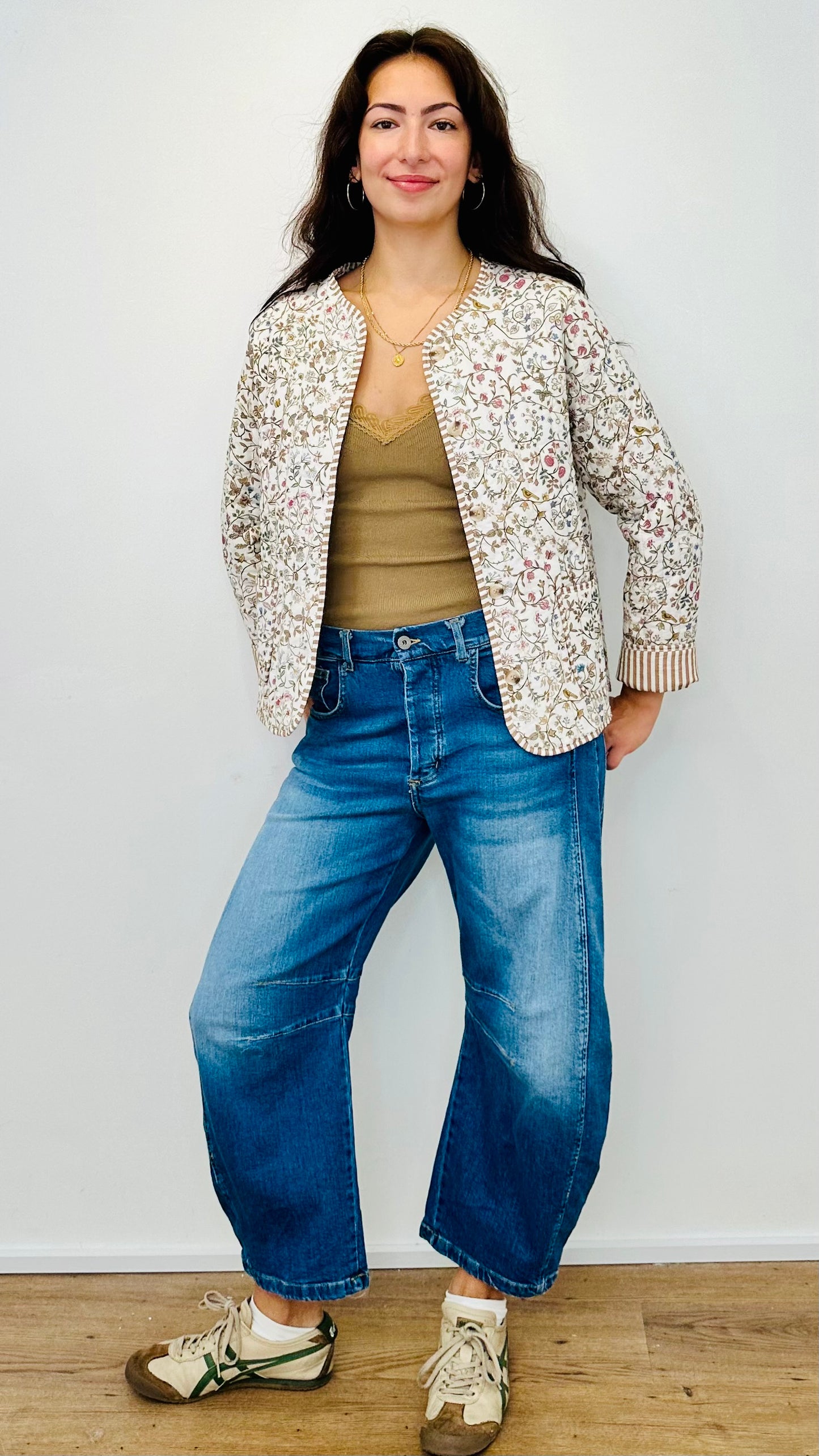 The Fleur Floral Cotton Jacket - Beige