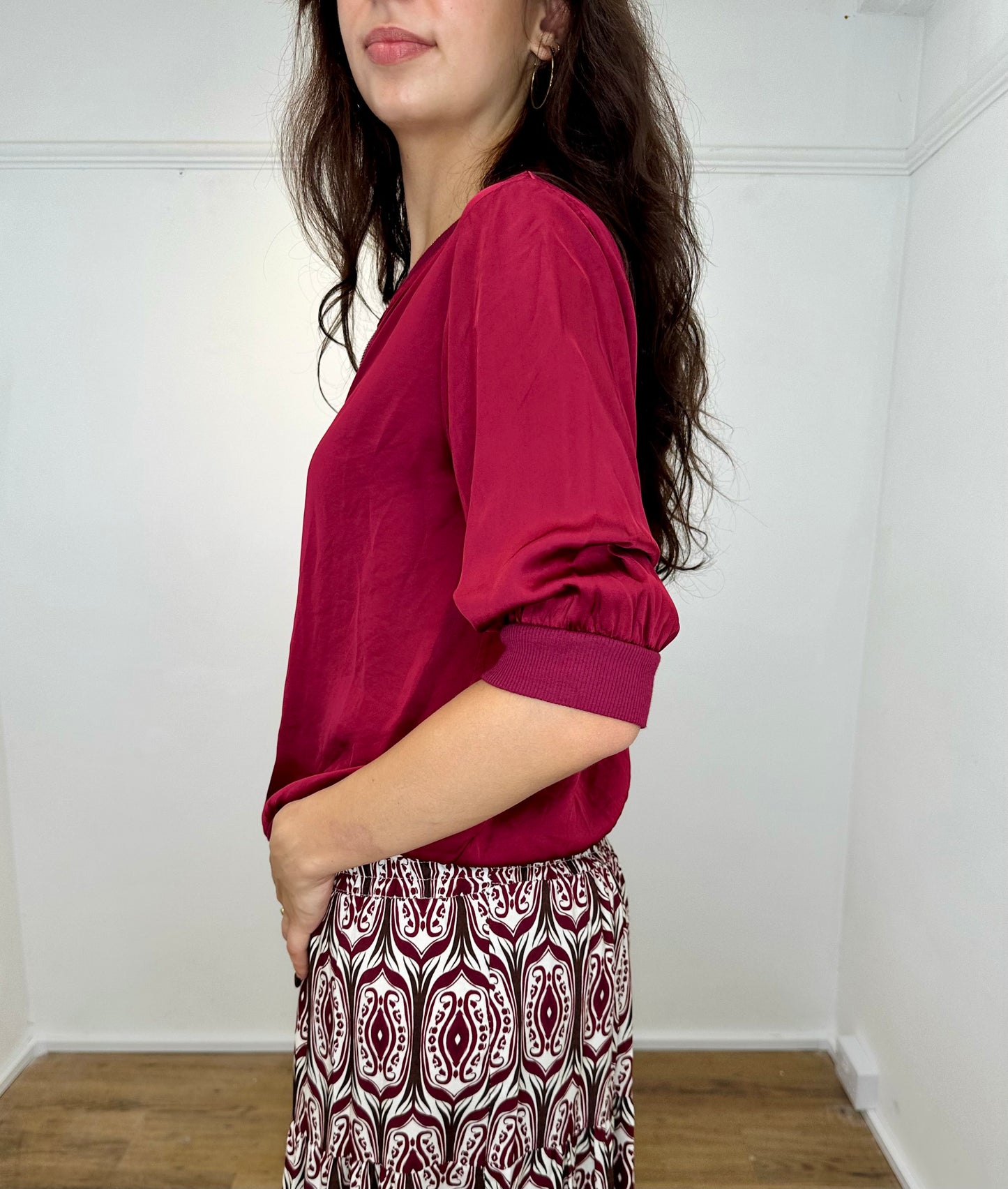 The Casey Satin Bomber Jacket - Red Wine