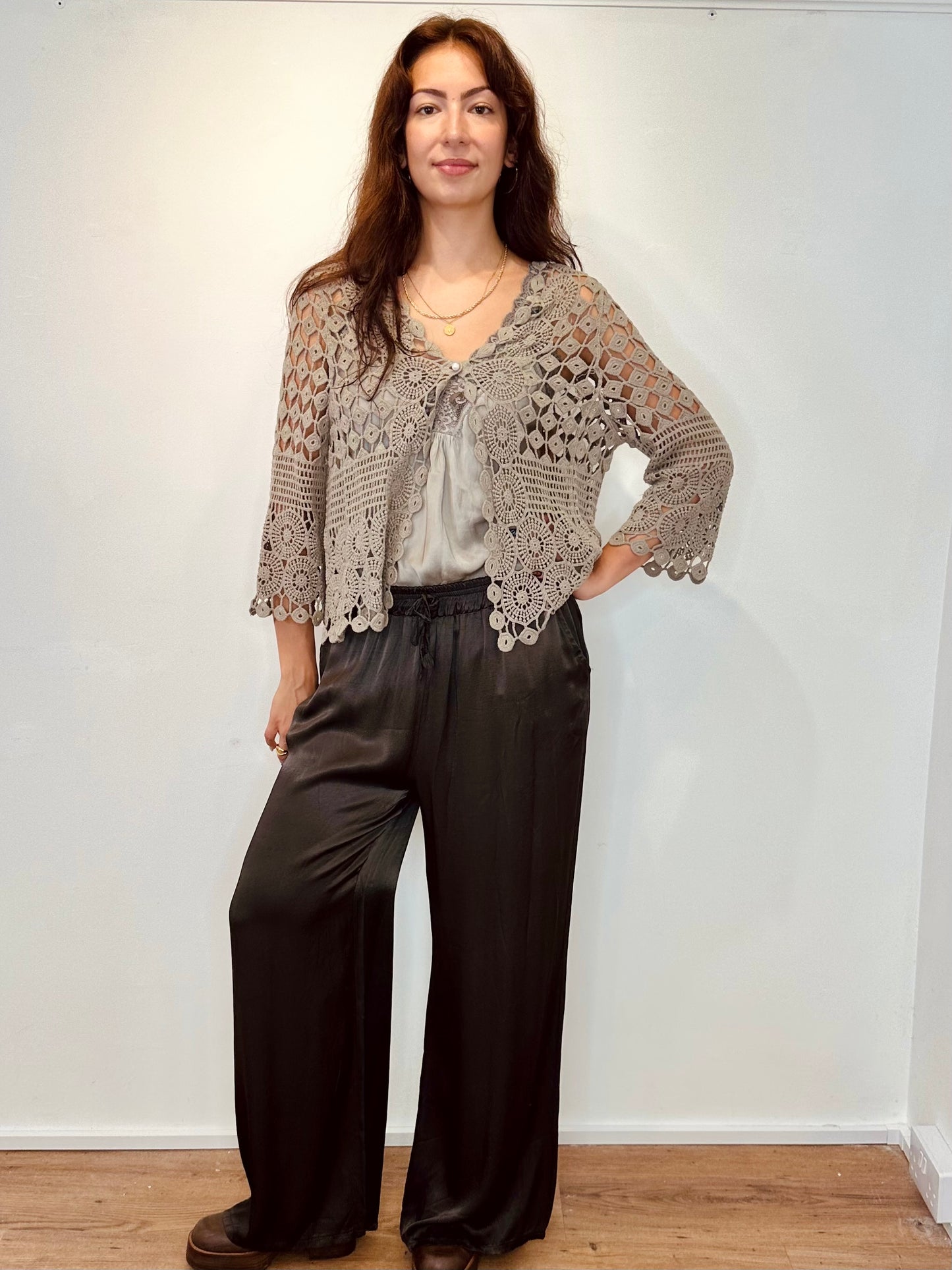 Lace Autumn cardigan - Mushroom