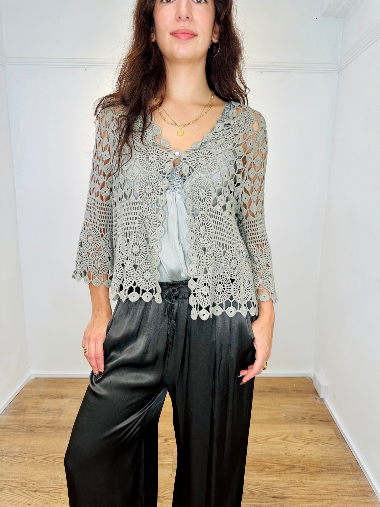 Lace Autumn cardigan - Mushroom
