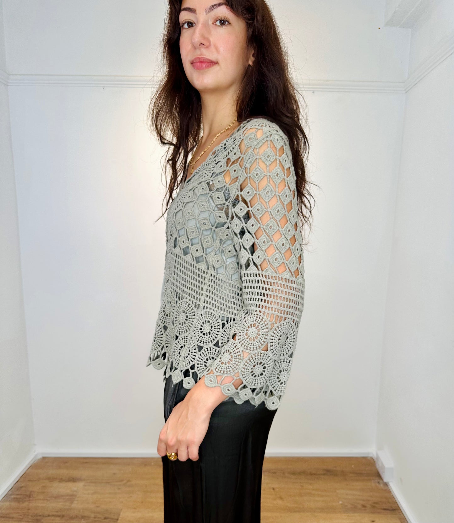 Lace Autumn cardigan - Mushroom