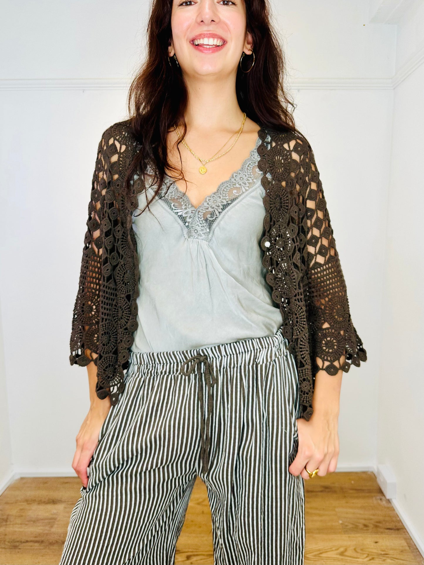Lace Autumn cardigan - Mushroom