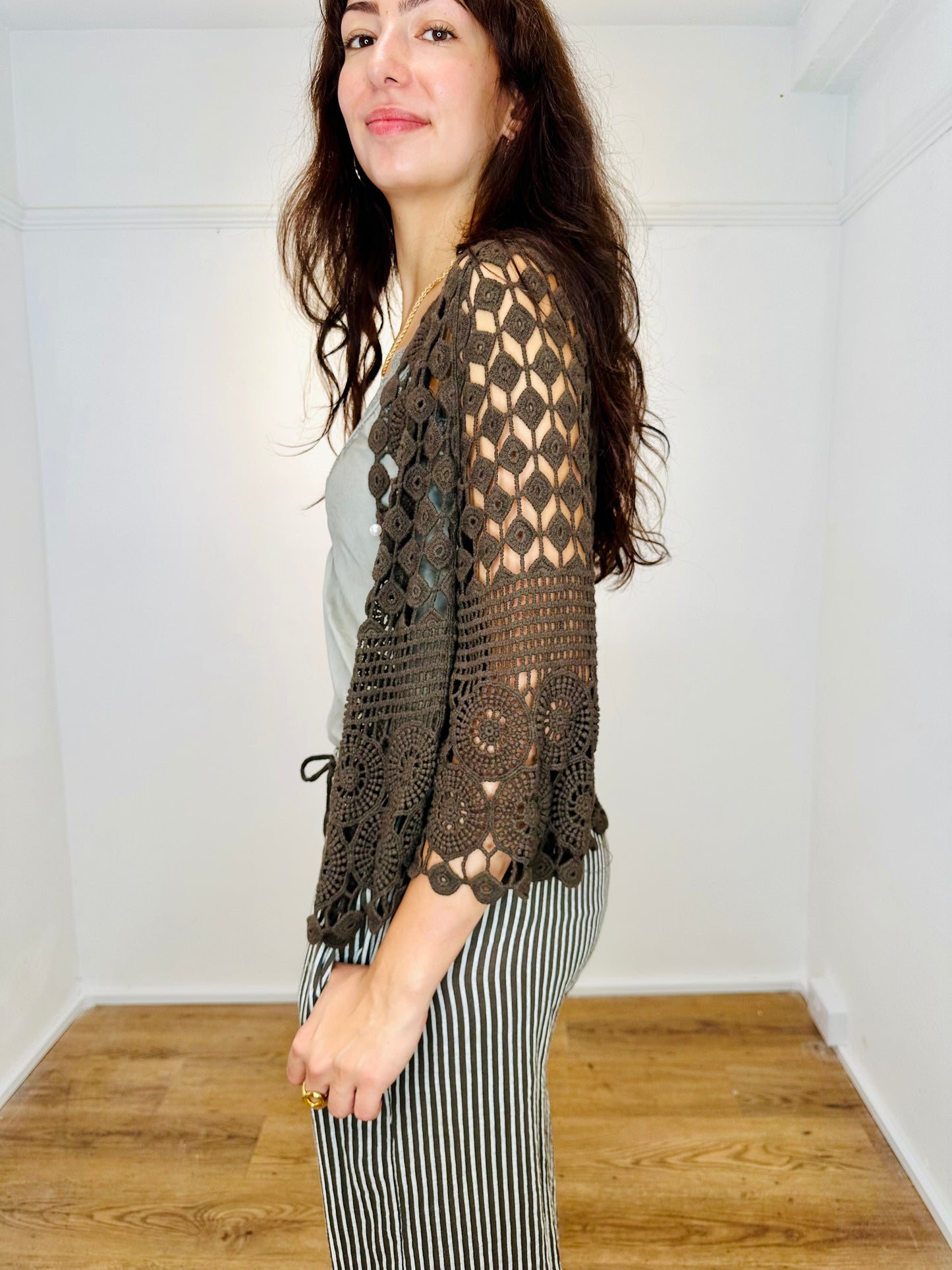 Lace Autumn cardigan - Mushroom