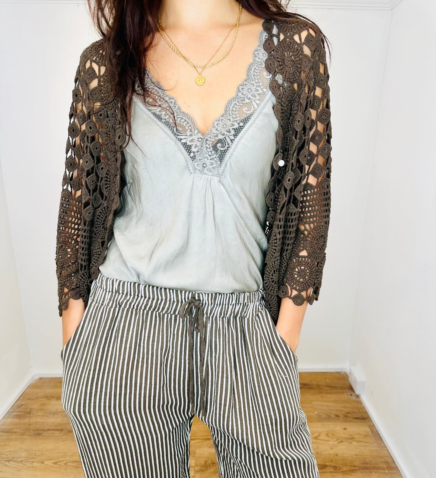 Lace Autumn cardigan - Mushroom