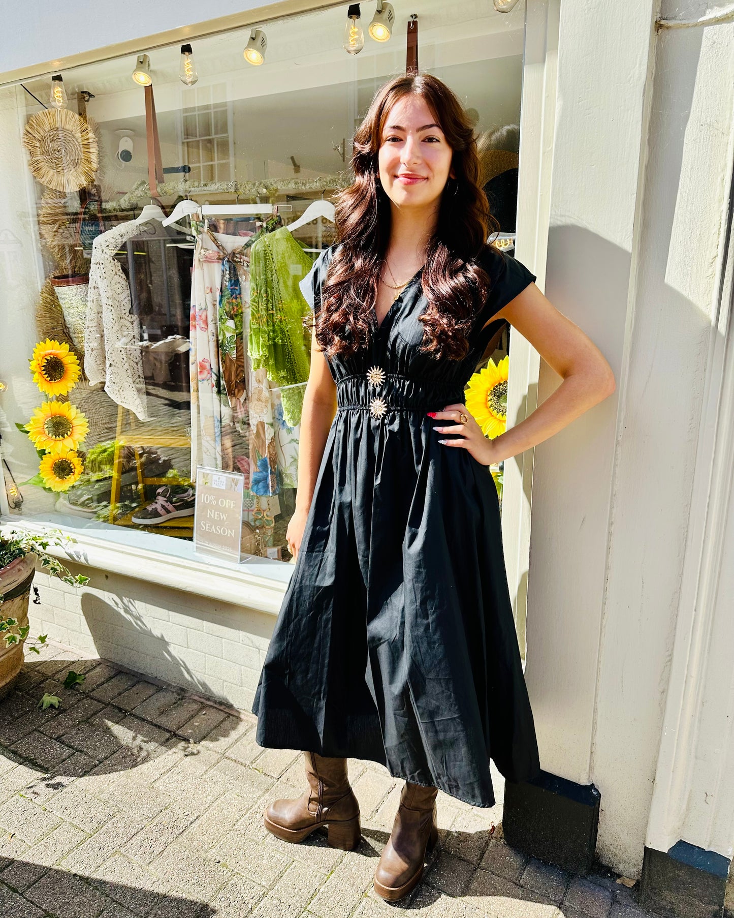 Sunflower Black Midi dress