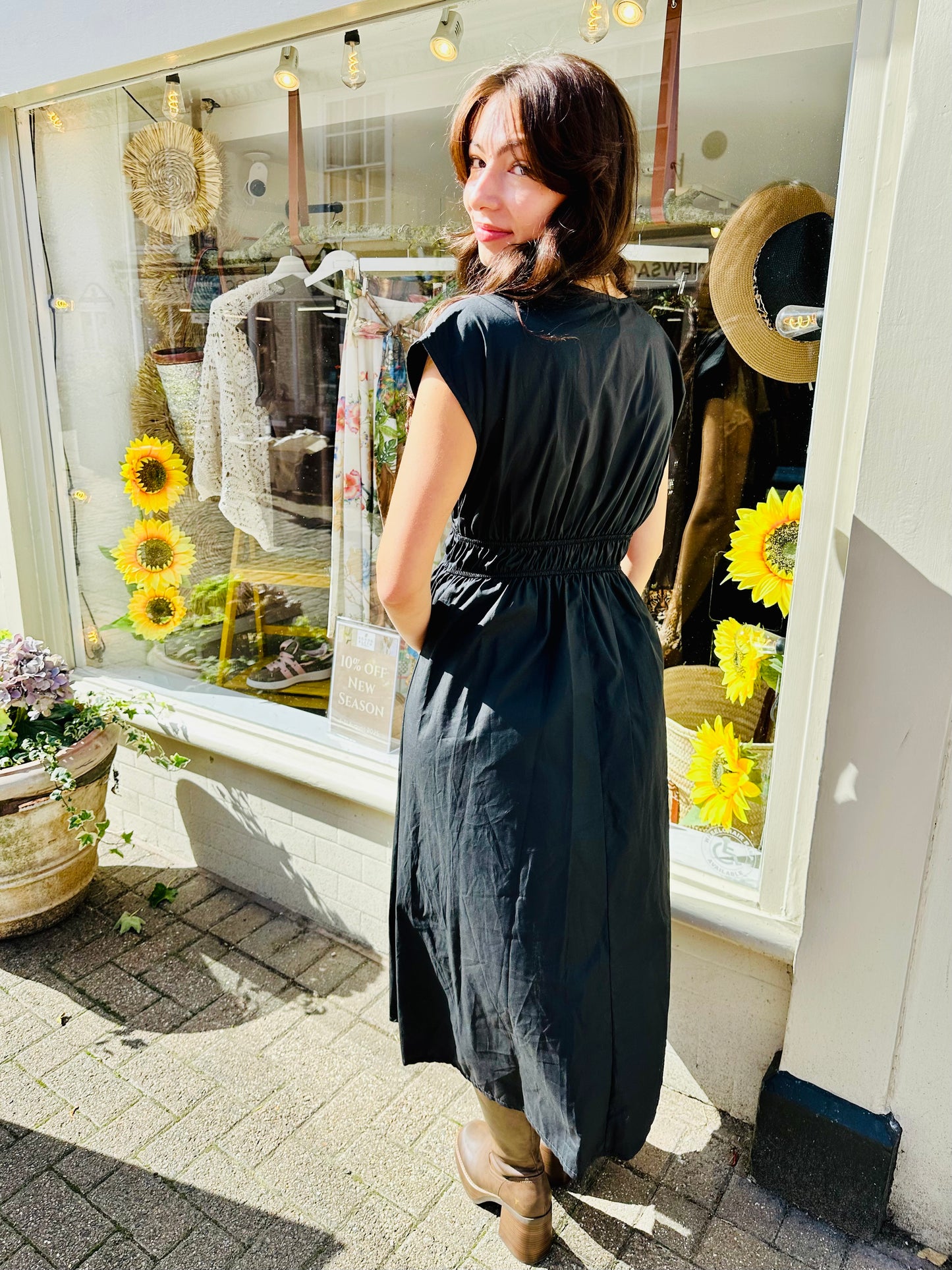 Sunflower Black Midi dress