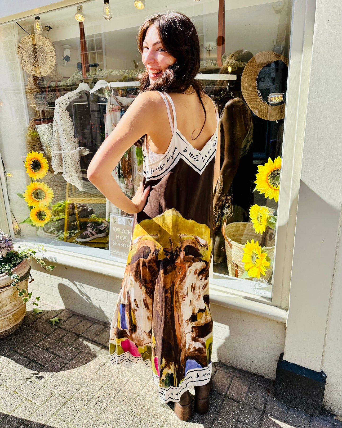 Pretty Polly painted landscape Dress - Chocolate