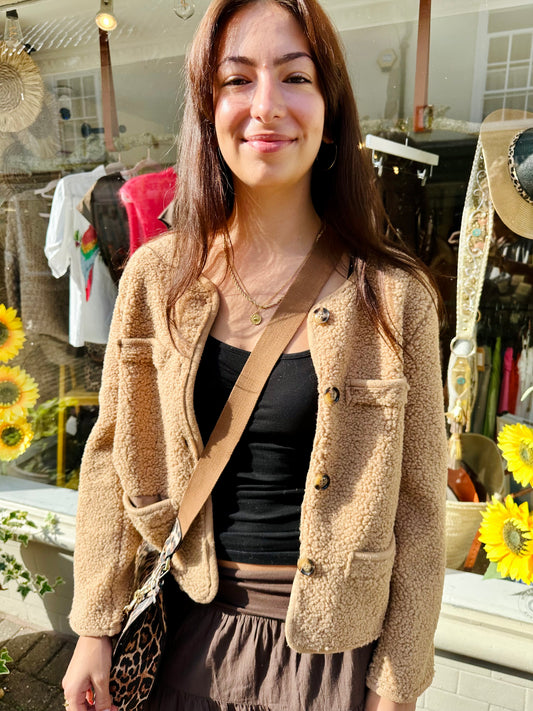 Suzie Short Teddy Supersoft Jacket - Camel