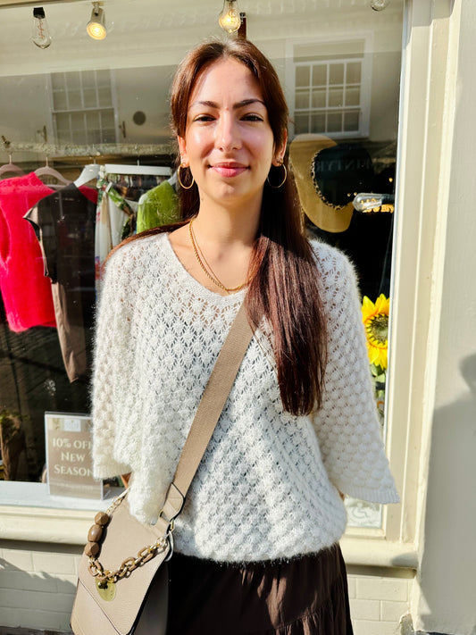 White Textured Knit