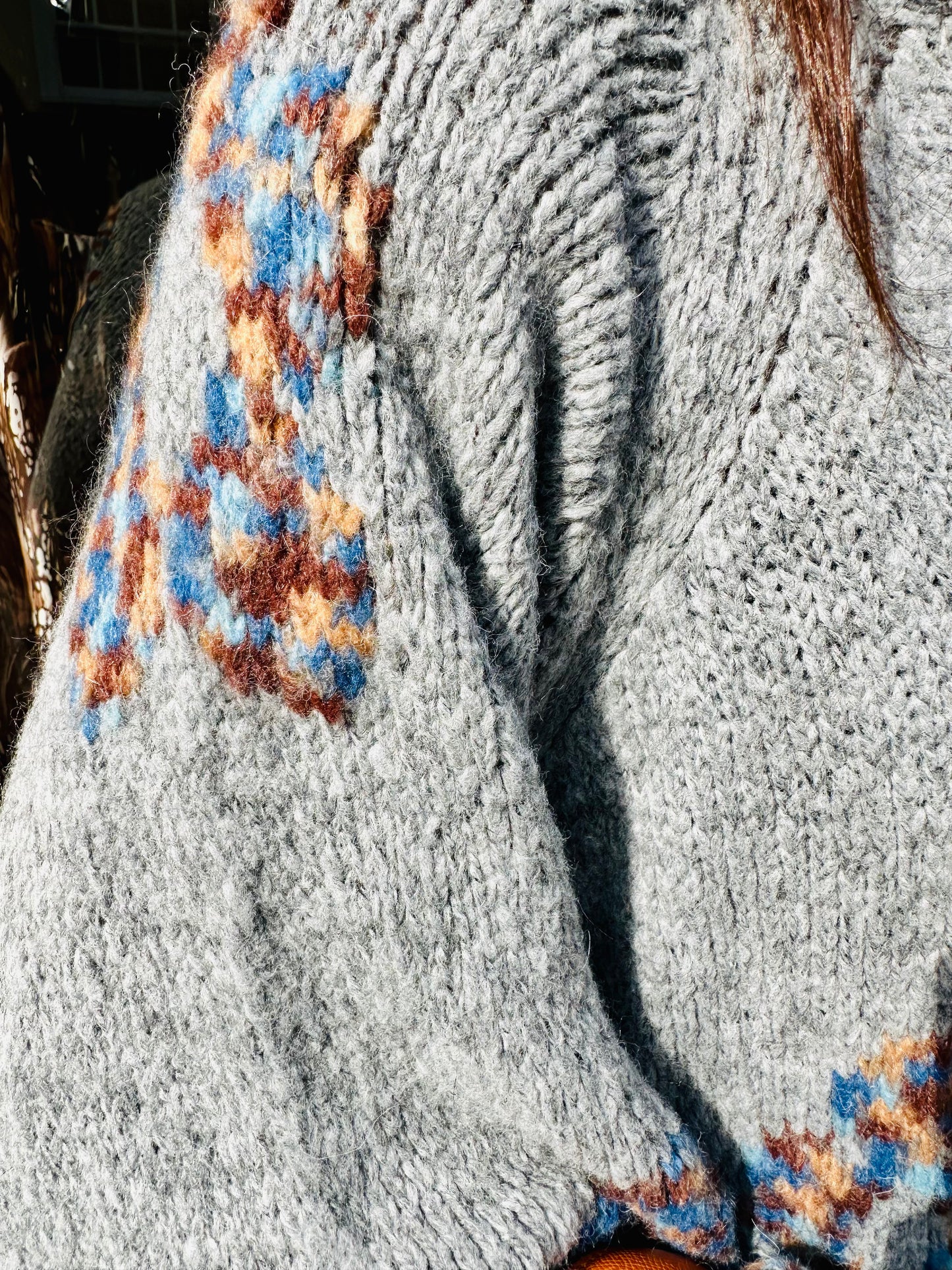 Bella Daisy Chunky Knit Jumper - blue/grey
