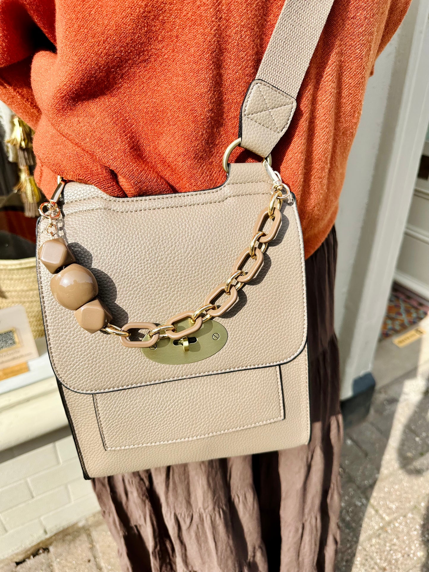 Taupe Crossbody Everyday Vegan Leather Bag