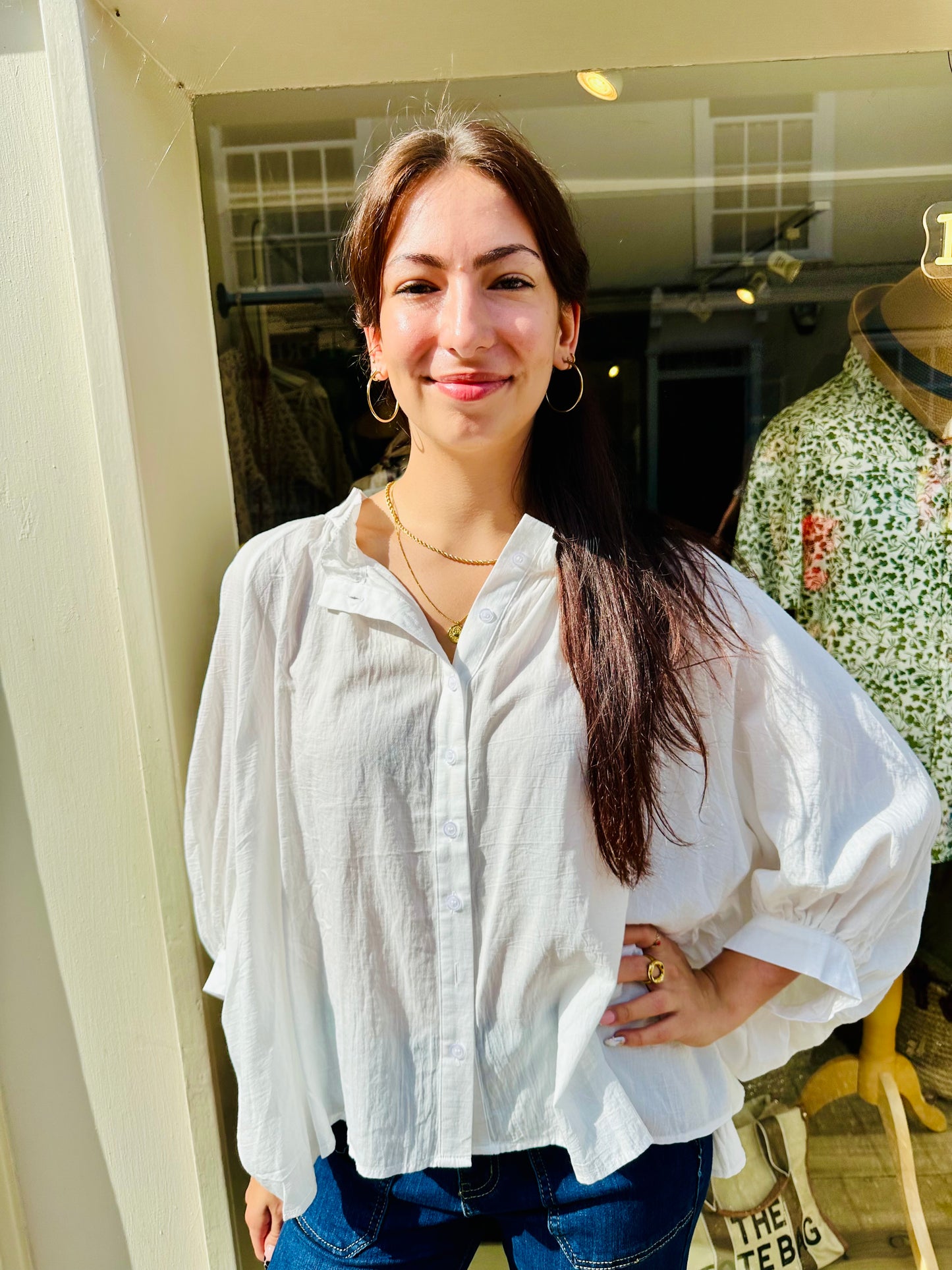 Felicity Ruffle Back White Blouse