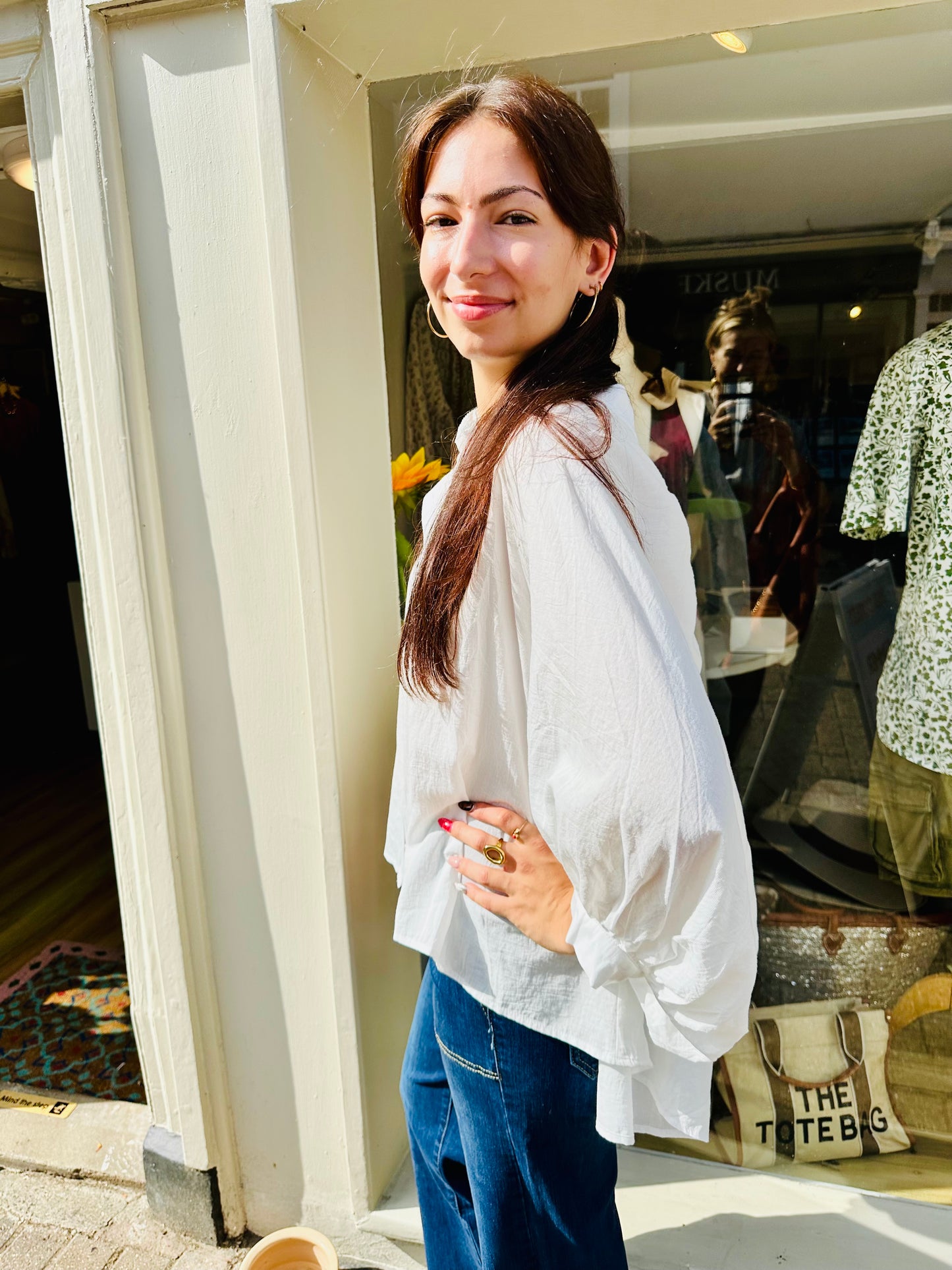 Felicity Ruffle Back White Blouse