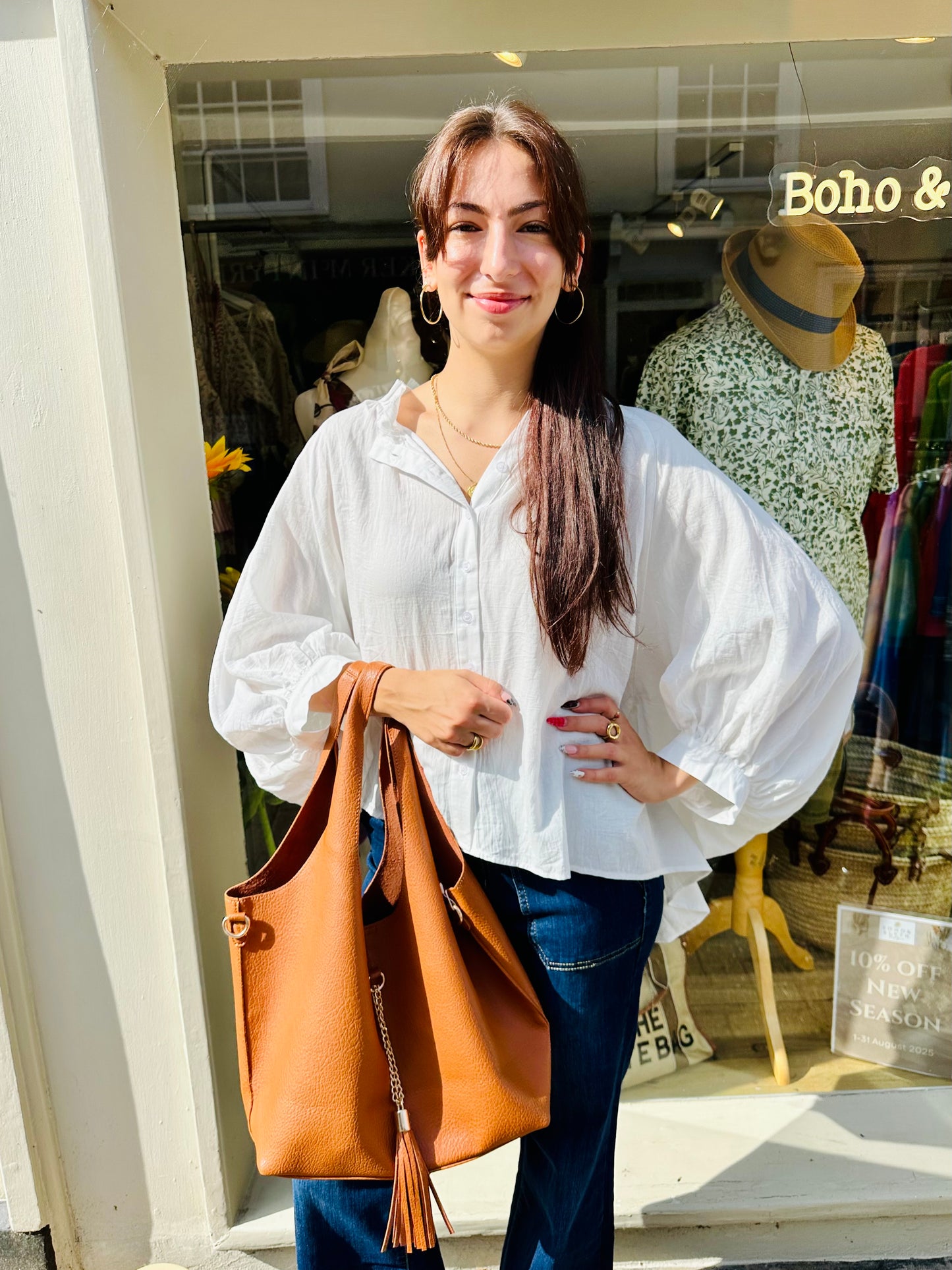 Felicity Ruffle Back White Blouse