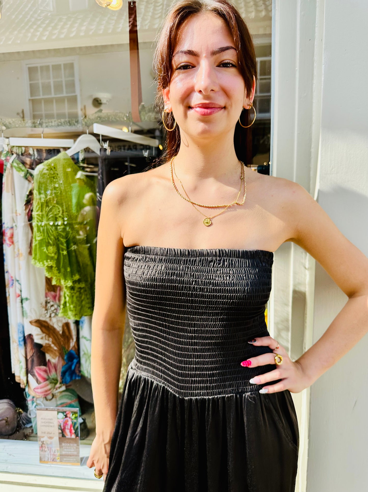 Shimmery Strapless Jumpsuit with Pockets