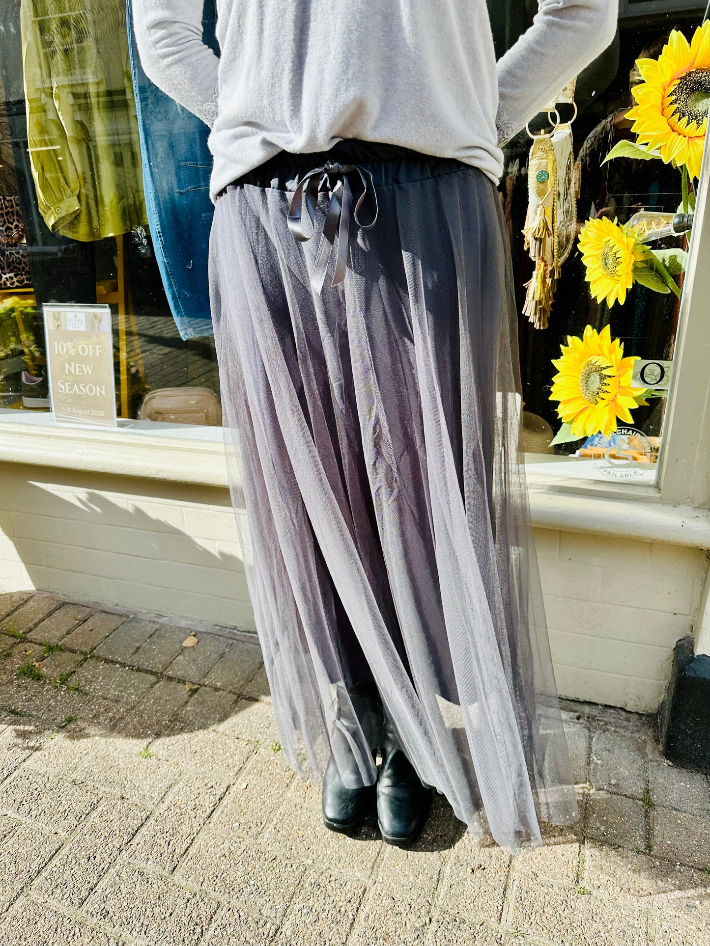 Marie Mesh Tulle Maxi Skirt- Taupe