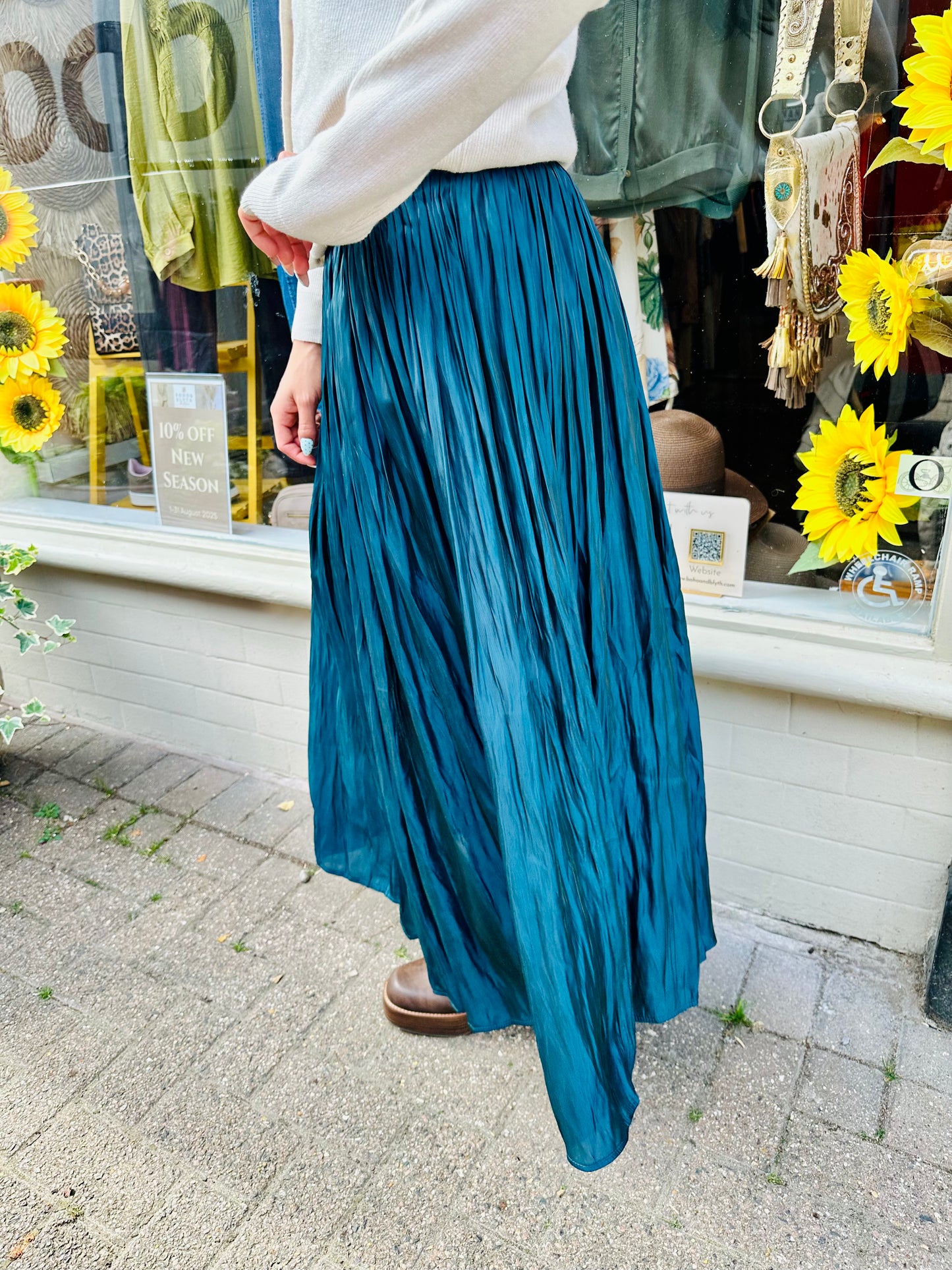 The Patsy Pleated Maxi Skirt- Deep Teal