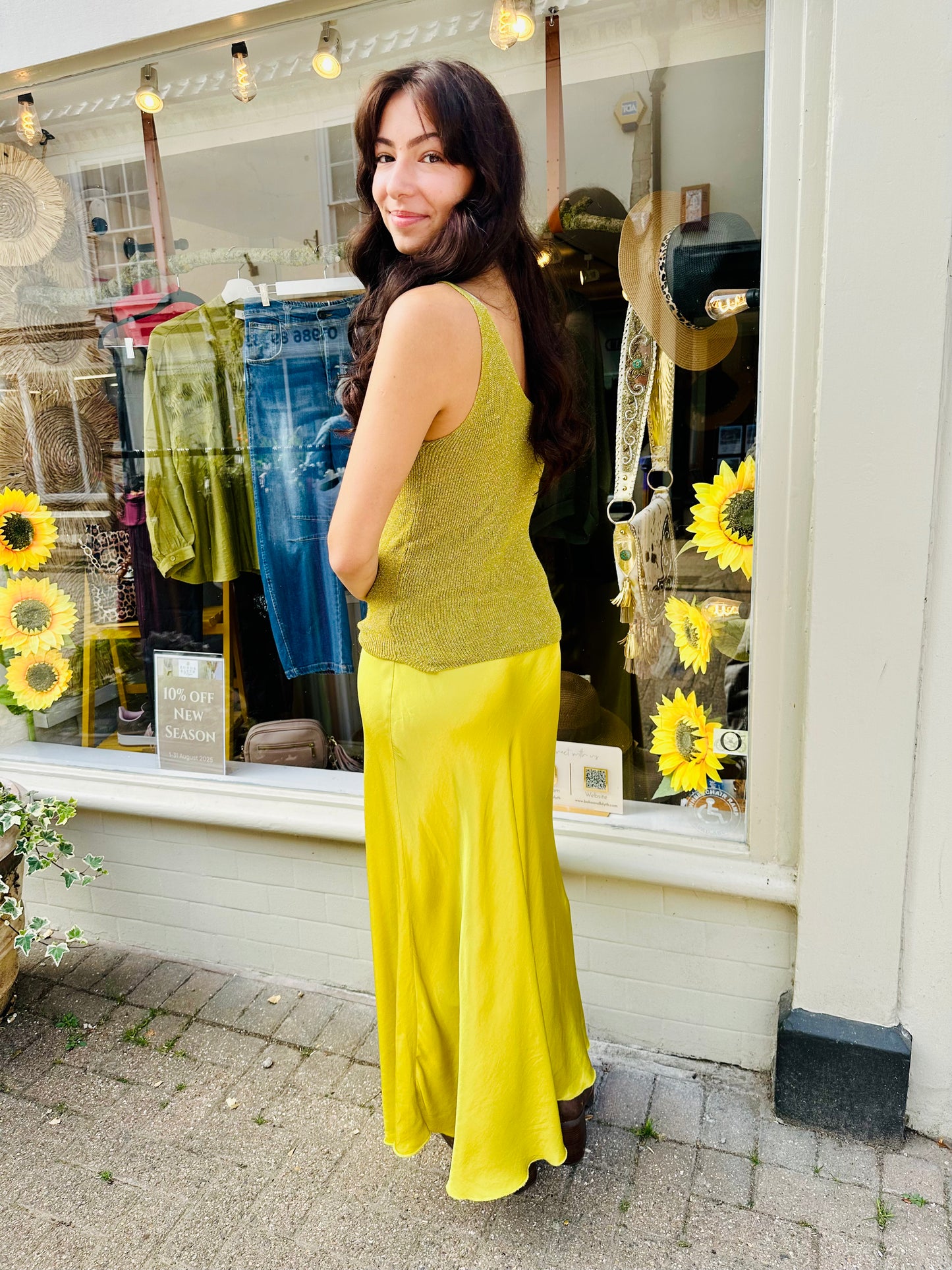 Stephanie Silky midi skirt- Yellow Ochre