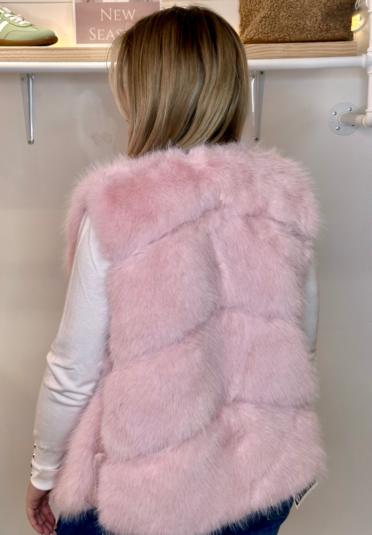 Susi Soft Faux Fur Gilet - baby pink