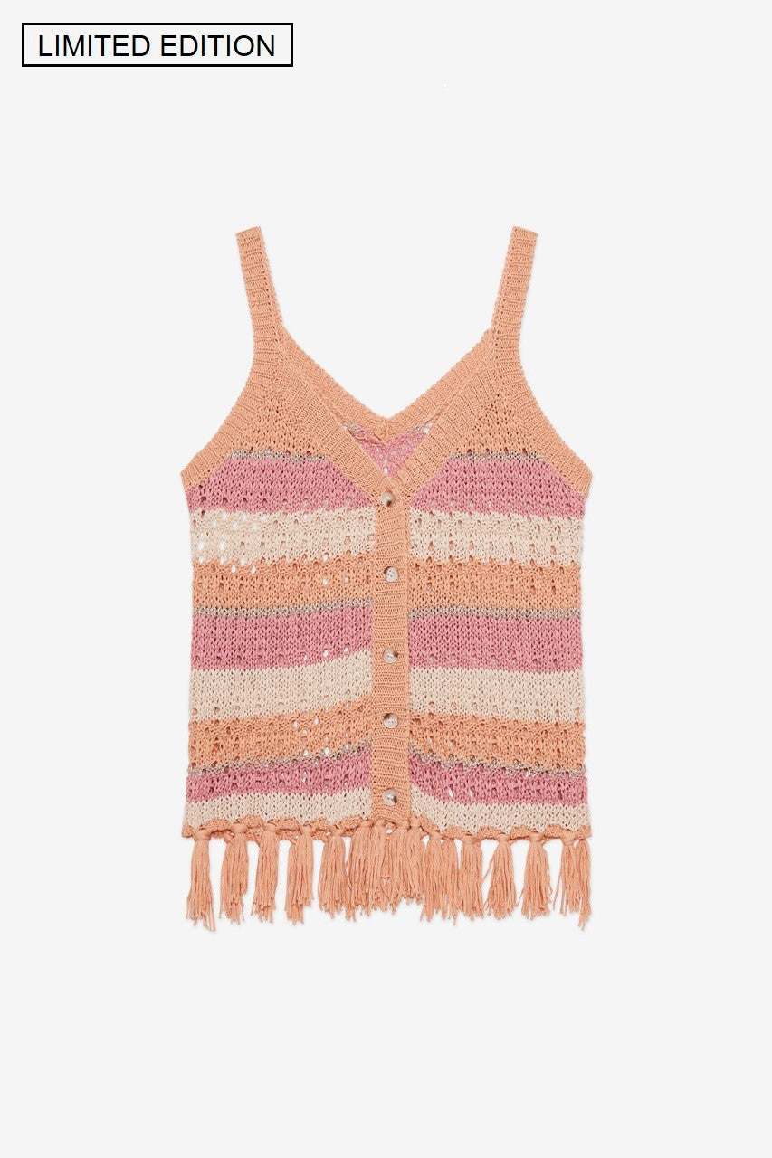 Nekane NKN Indore Crochet Vest - Dusky Pink and Coral