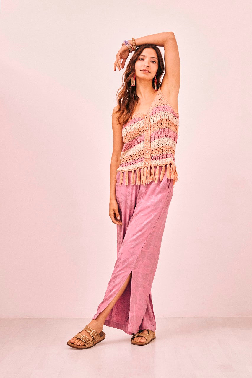 Nekane NKN Indore Crochet Vest - Dusky Pink and Coral