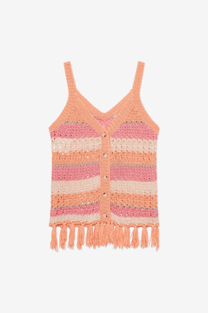 Nekane NKN Indore Crochet Vest - Dusky Pink and Coral