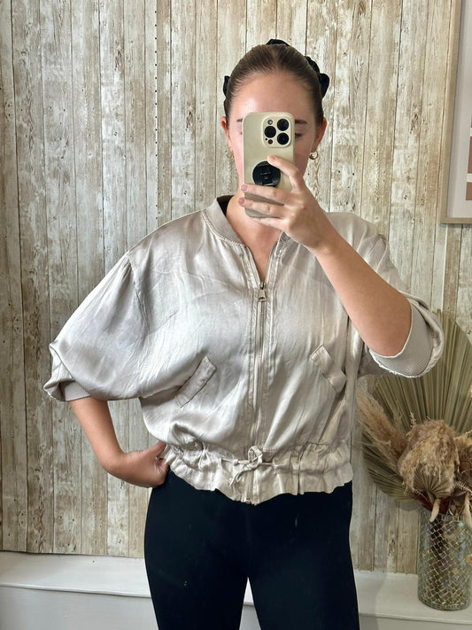 Charlie Champagne silky bomber jacket