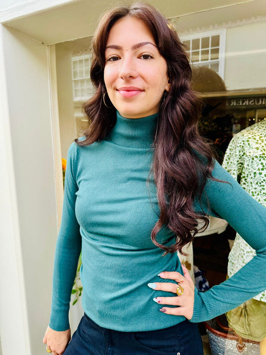 Sophia Supersoft Roll Neck Knit- Teal