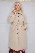 Faux Fur Belted Coat - Beige