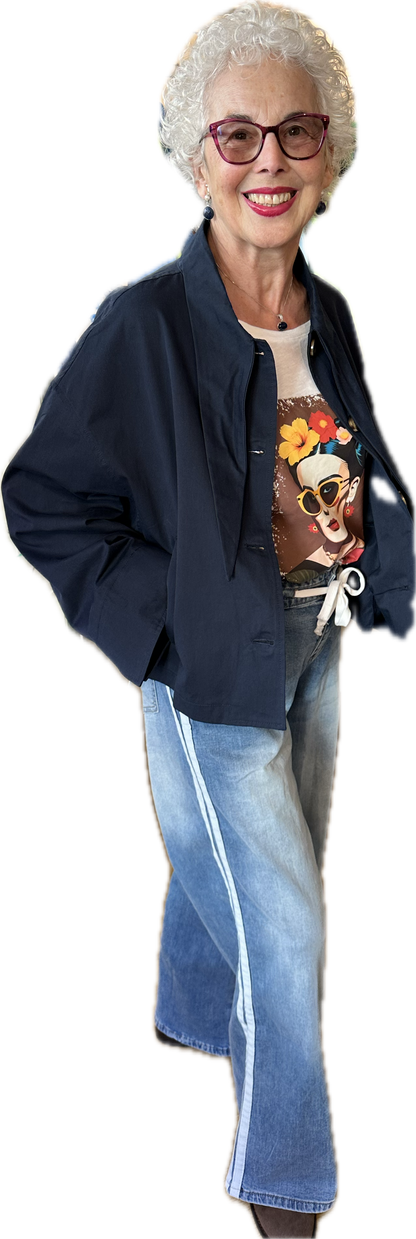 The Laxfield wide leg stripe jeans  dark denim