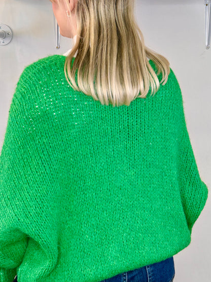 Green chunky knit cardigan