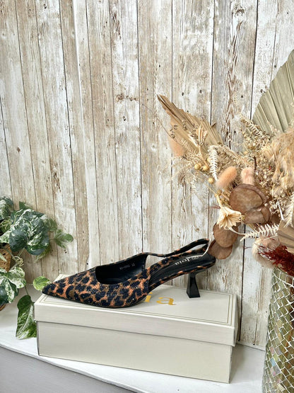 Lucille Leopard sparkly kitten heels